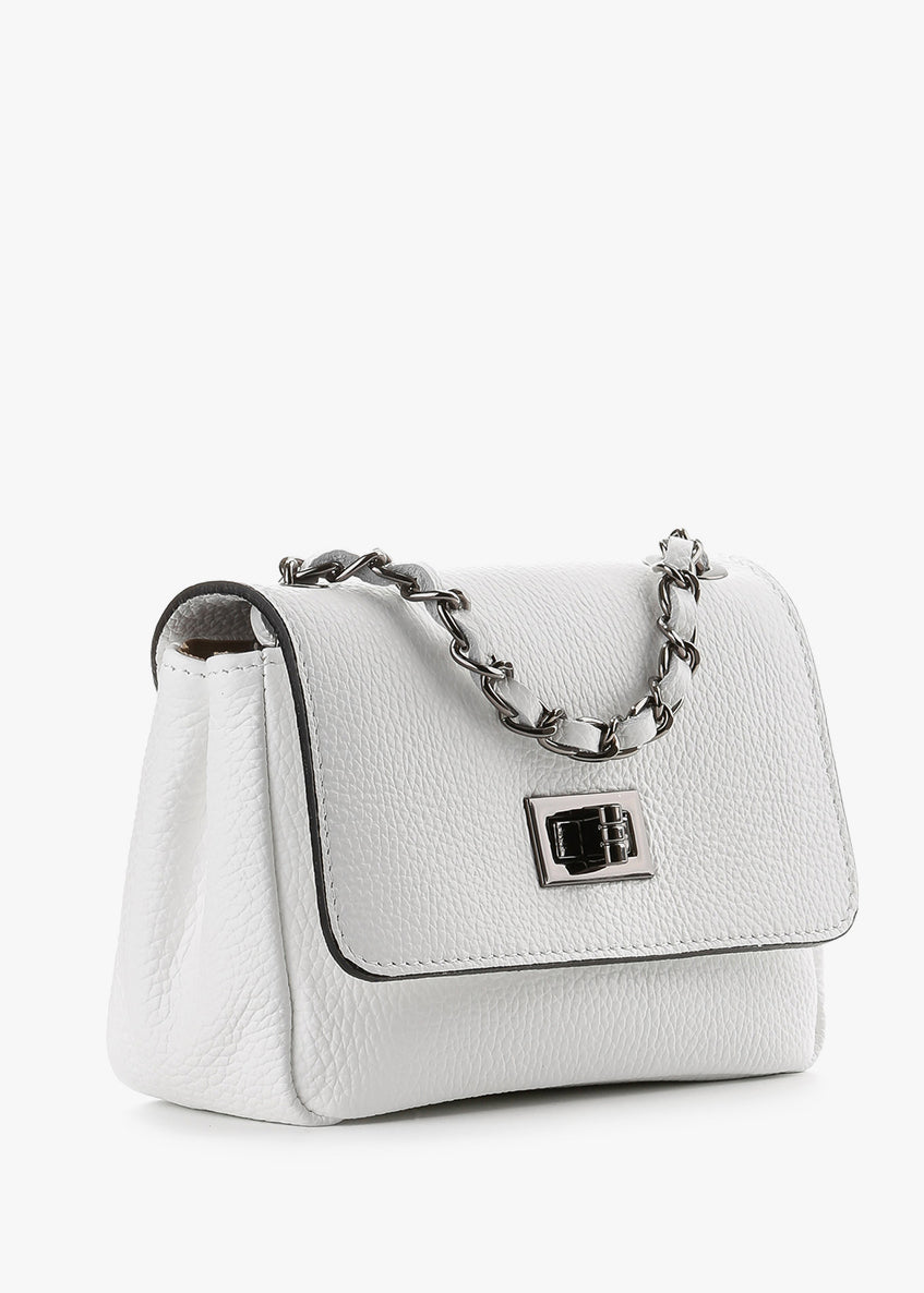 Bandolera de piel italiana Blanco 8895-16-32