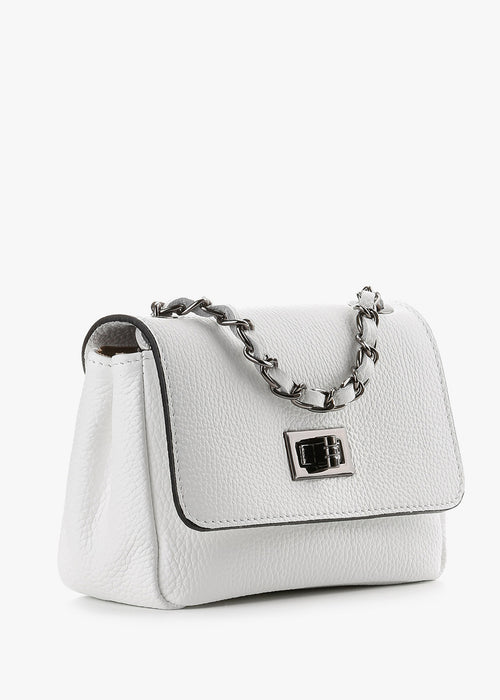 Bandolera de piel italiana Blanco 8895-16-32