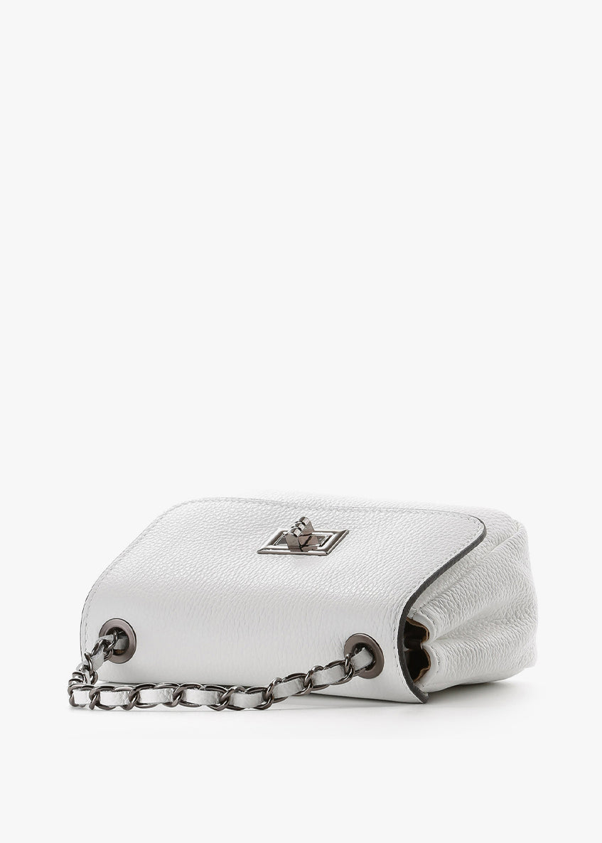 Bandolera de piel italiana Blanco 8895-16-32
