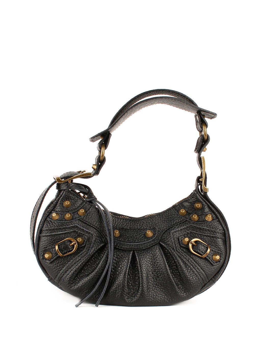 Bolso de hombro de piel italiana Negro 5122-05-32