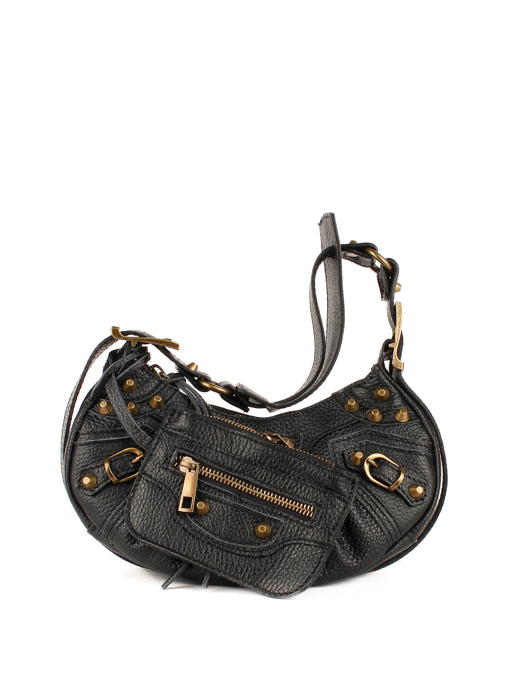 Bolso de hombro de piel italiana Negro 5122-05-32