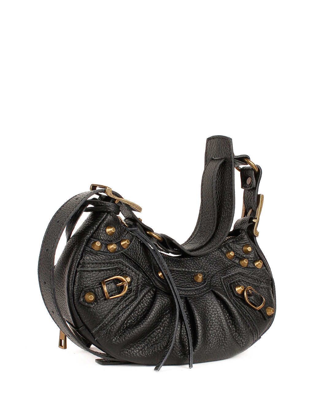 Bolso de hombro de piel italiana Negro 5122-05-32