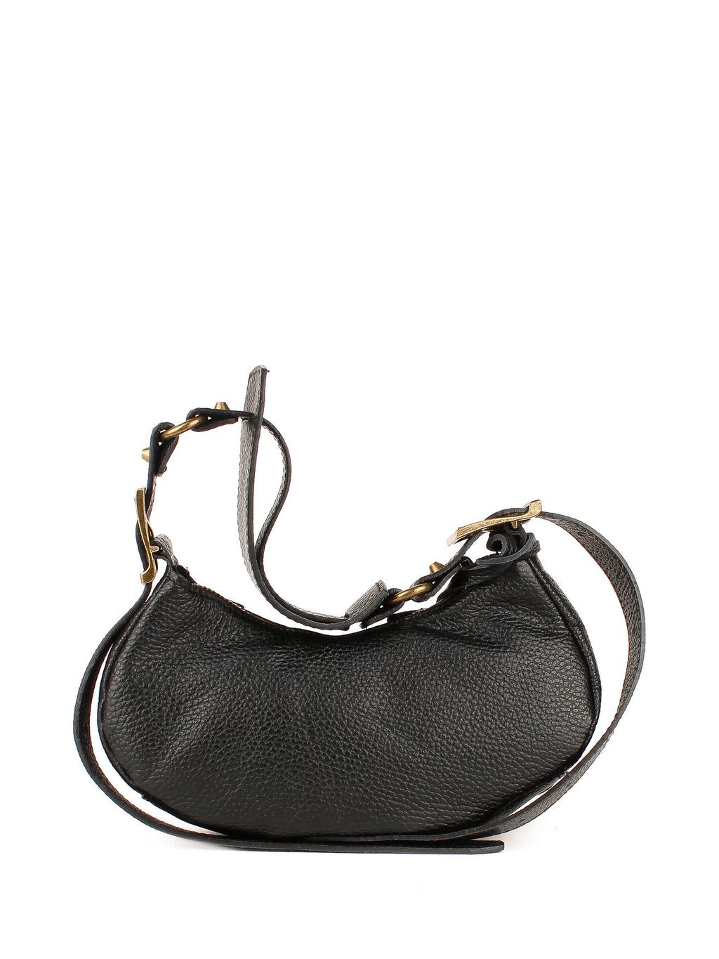 Bolso de hombro de piel italiana Negro 5122-05-32