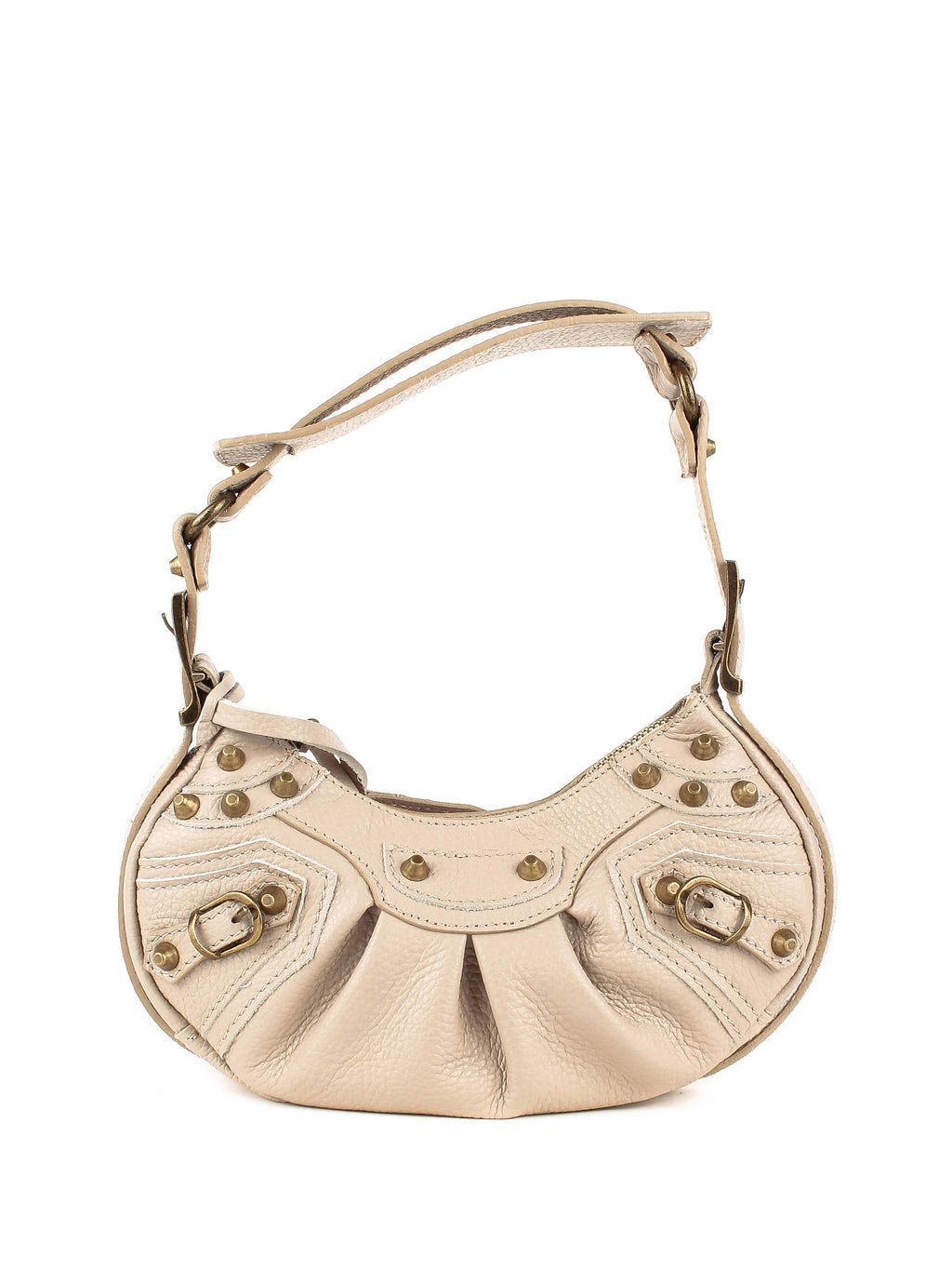 Bolso de hombro de piel italiana Beige 5122-11-32