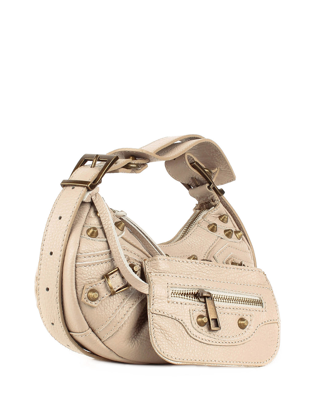 Bolso de hombro de piel italiana Beige 5122-11-32
