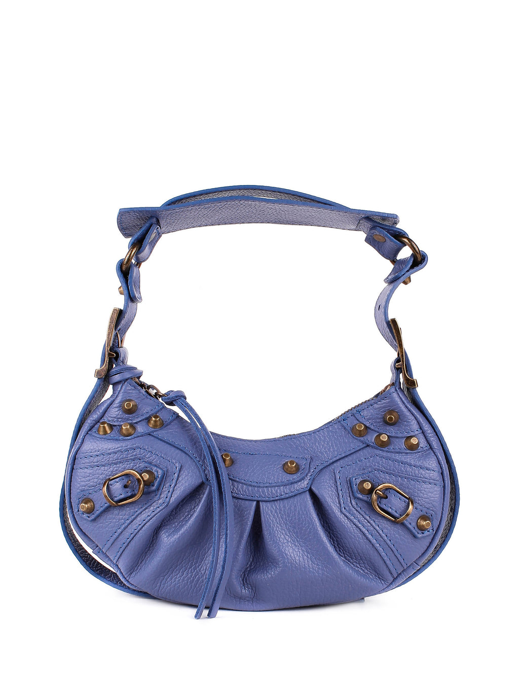 Bolso de hombro de piel italiana Azul 5122-07-32