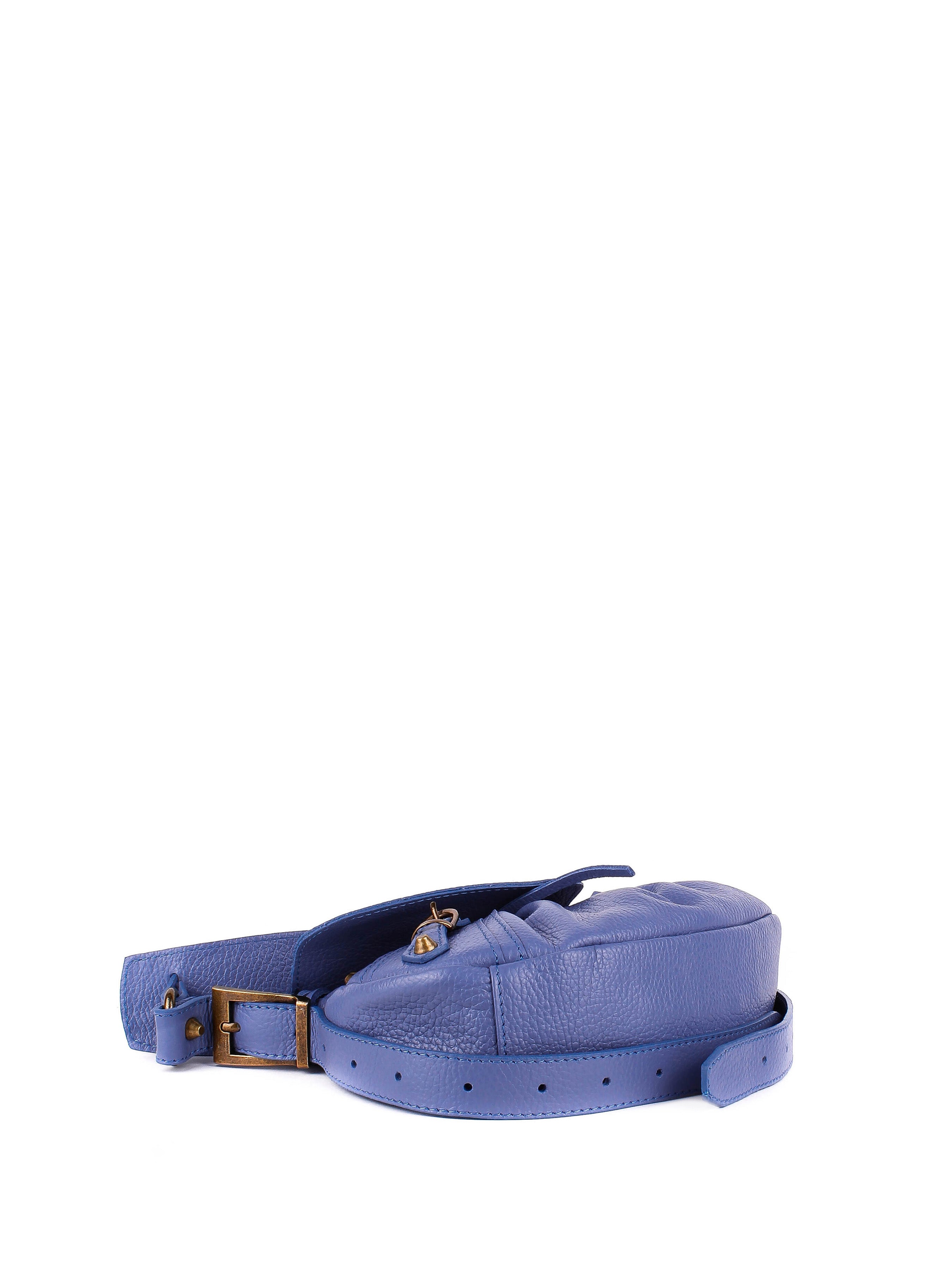 Bolso de hombro de piel italiana Azul 5122-07-32