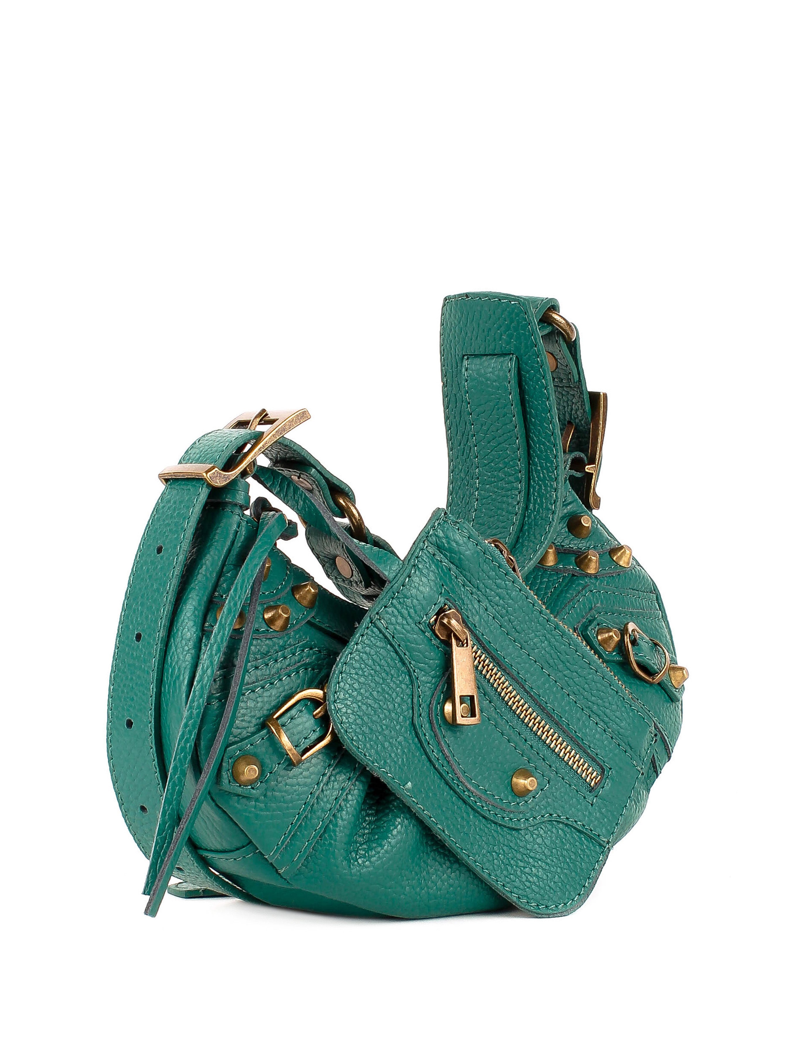 Bolso de hombro de piel italiana Verde 5122-64-32