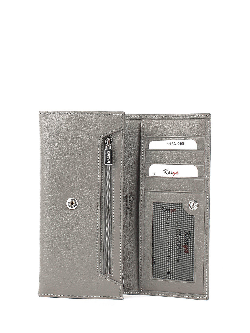 Cartera de piel italiana Gris 1133-098