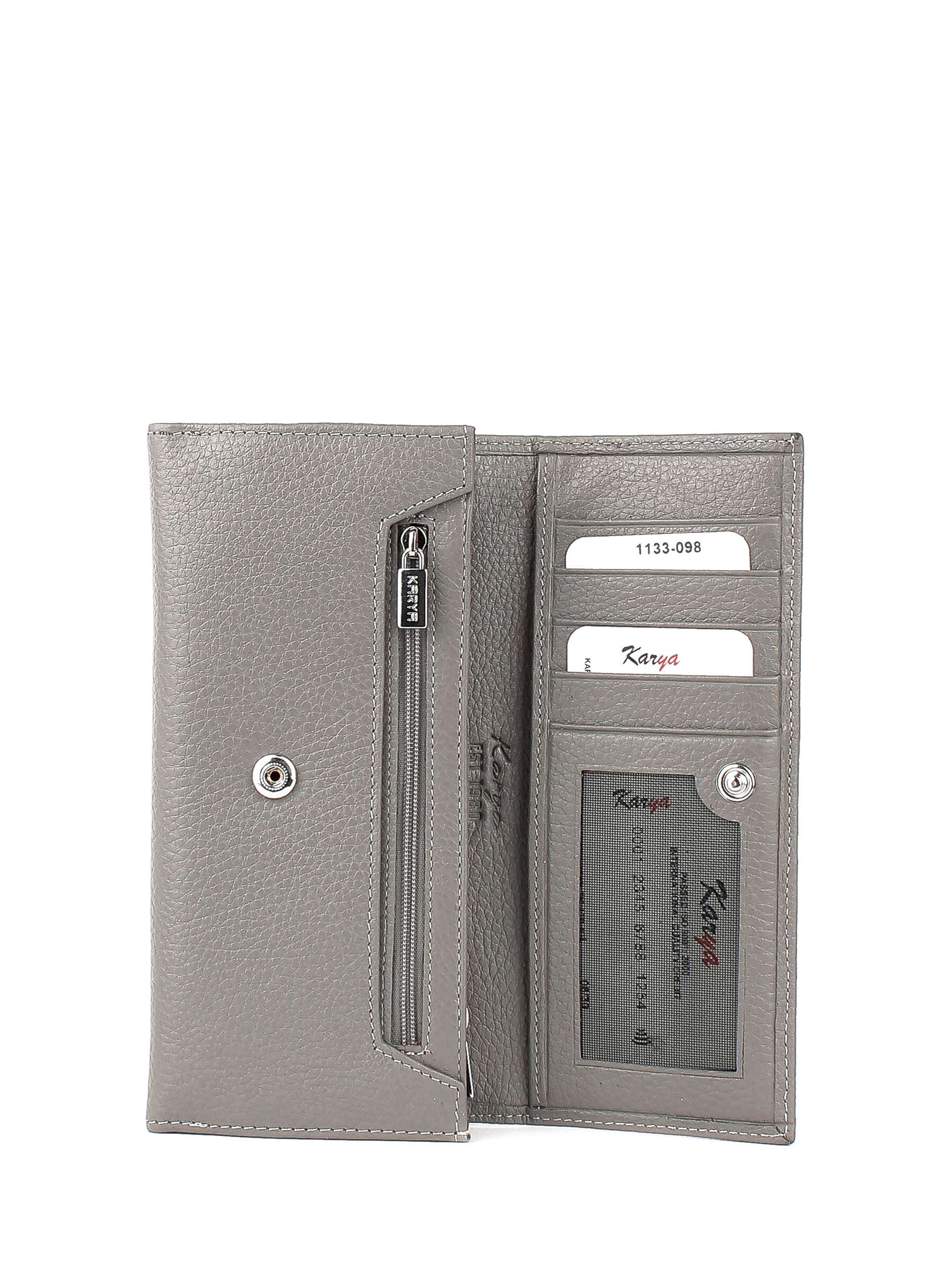 Cartera de piel italiana Gris 1133-098