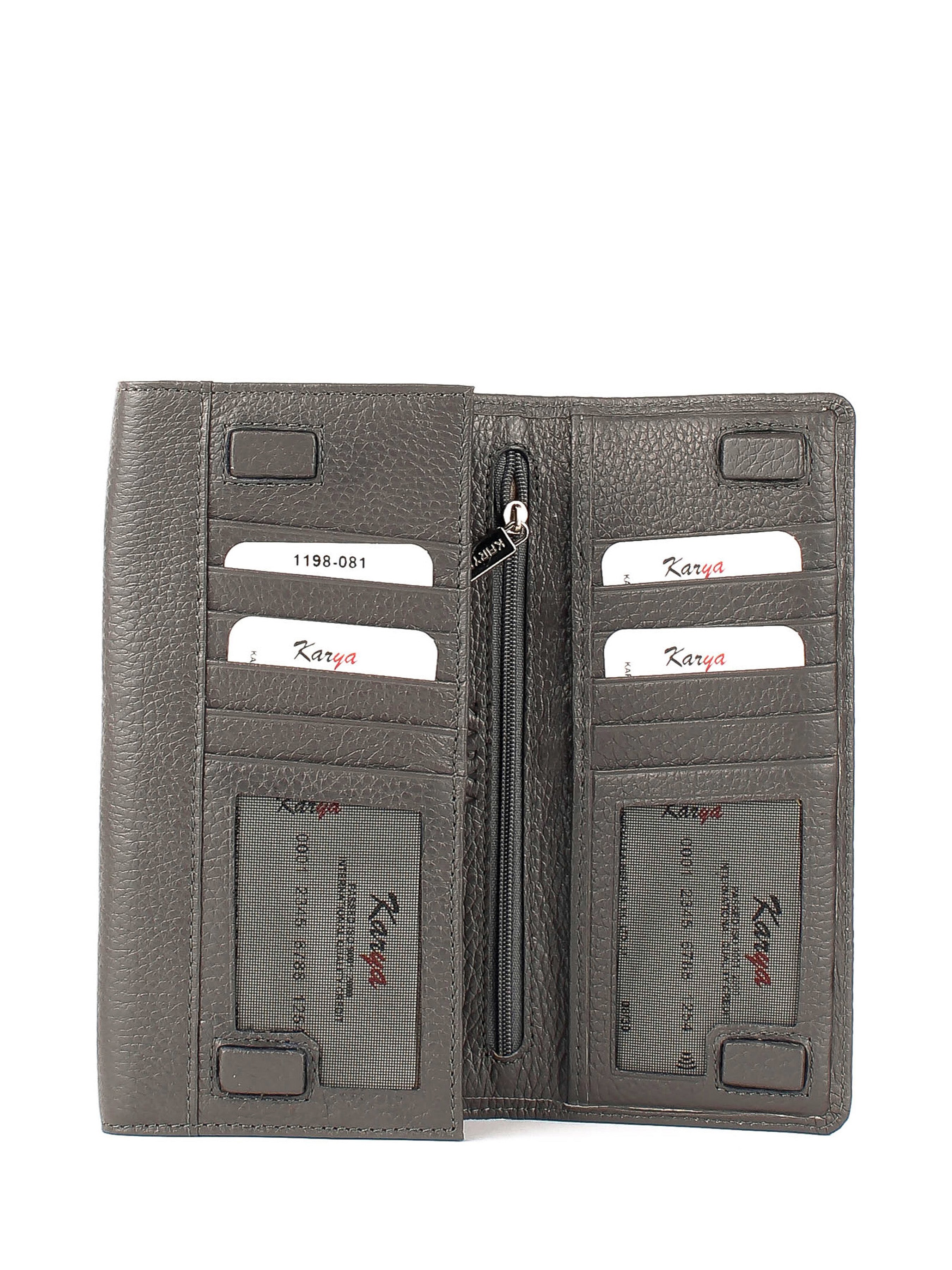 Cartera de piel italiana Gris 1198-081