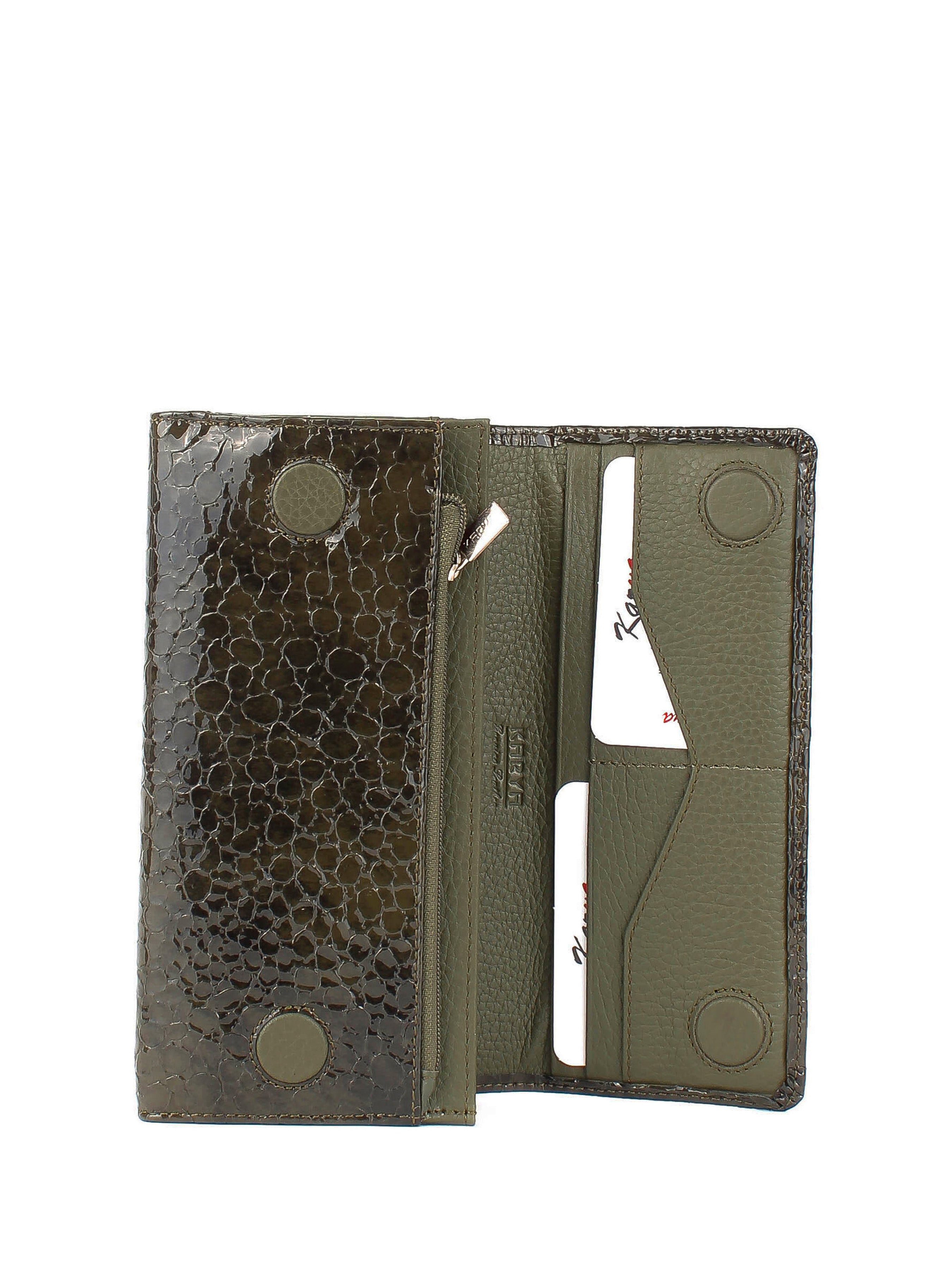 Cartera de piel italiana Verde 1195-604