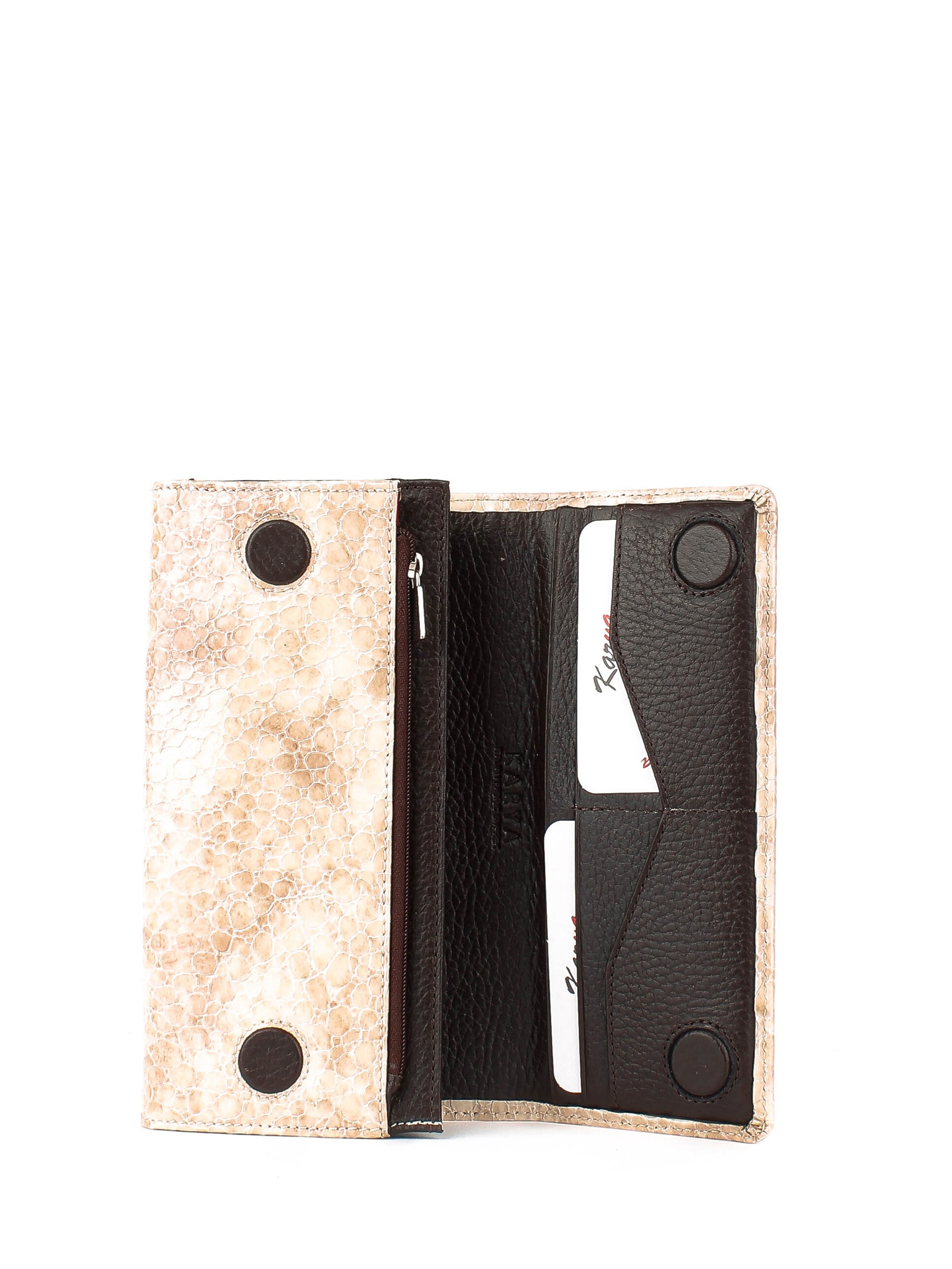 Cartera de piel italiana Beige 1195-571