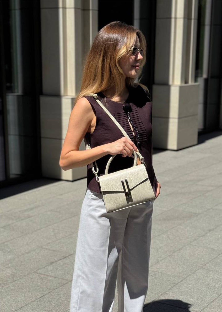 Bolso de mano de piel italiana Beige 9025-11-32