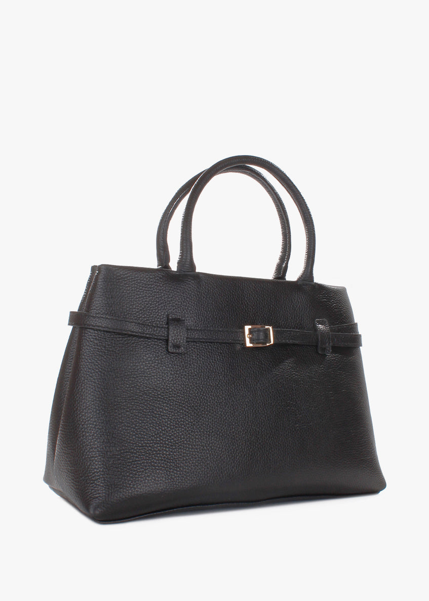 Bolso de mano de piel italiana Negro 9090-05-32