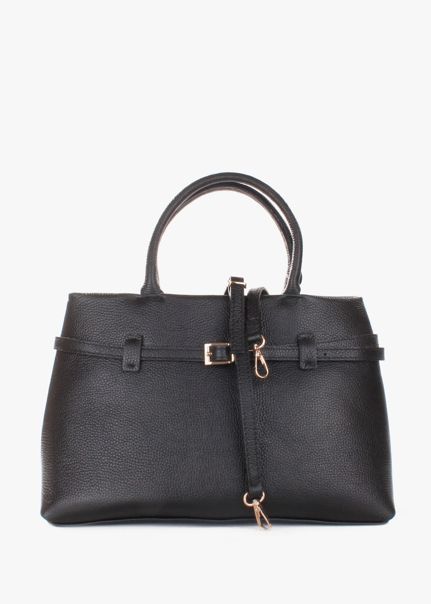 Bolso de mano de piel italiana Negro 9090-05-32