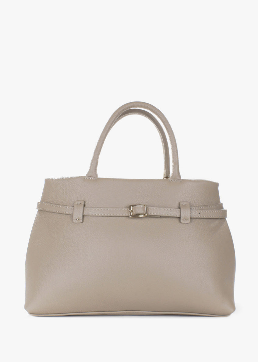 Bolso de mano de piel italiana Beige 9090-11-32