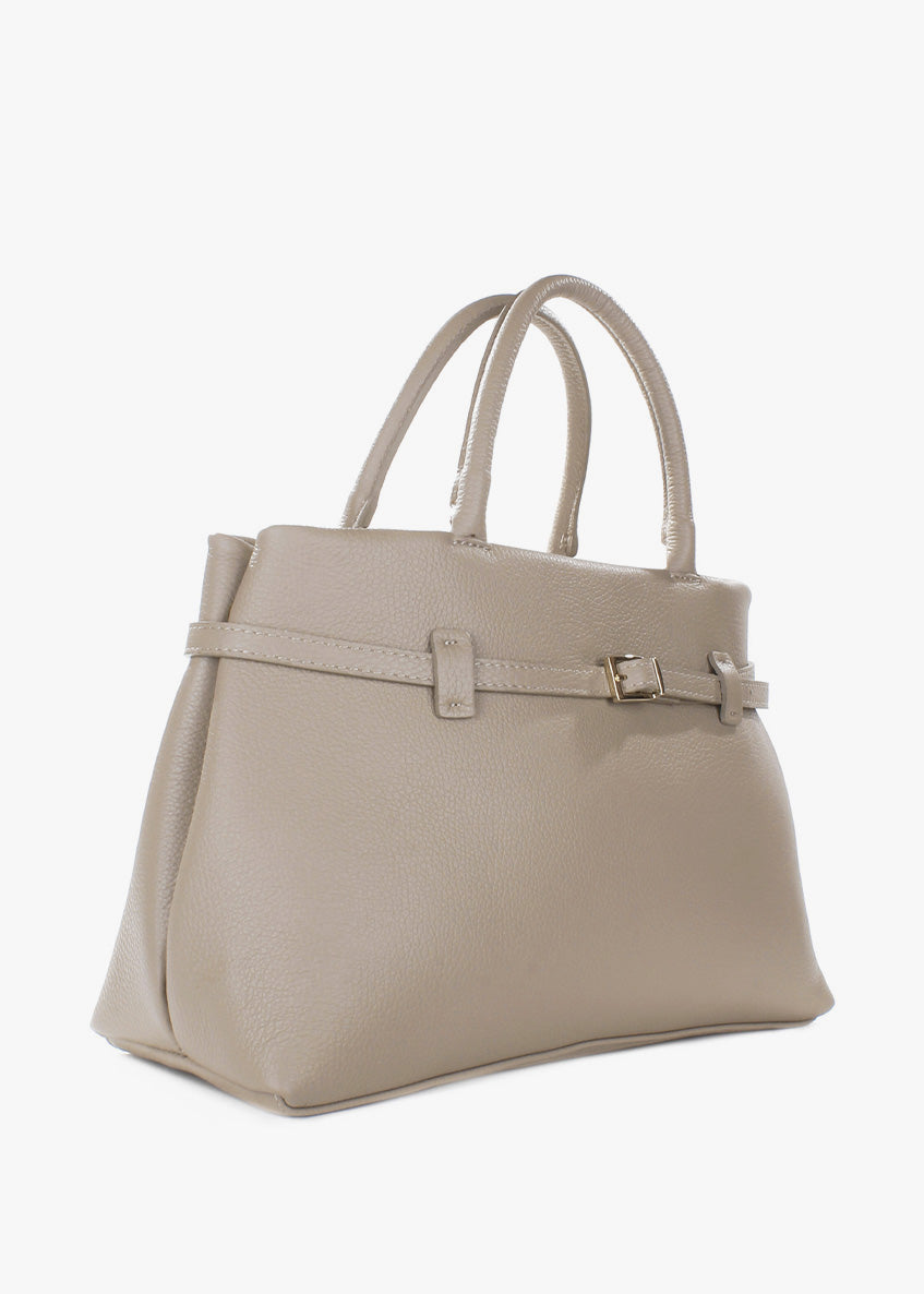 Bolso de mano de piel italiana Beige 9090-11-32