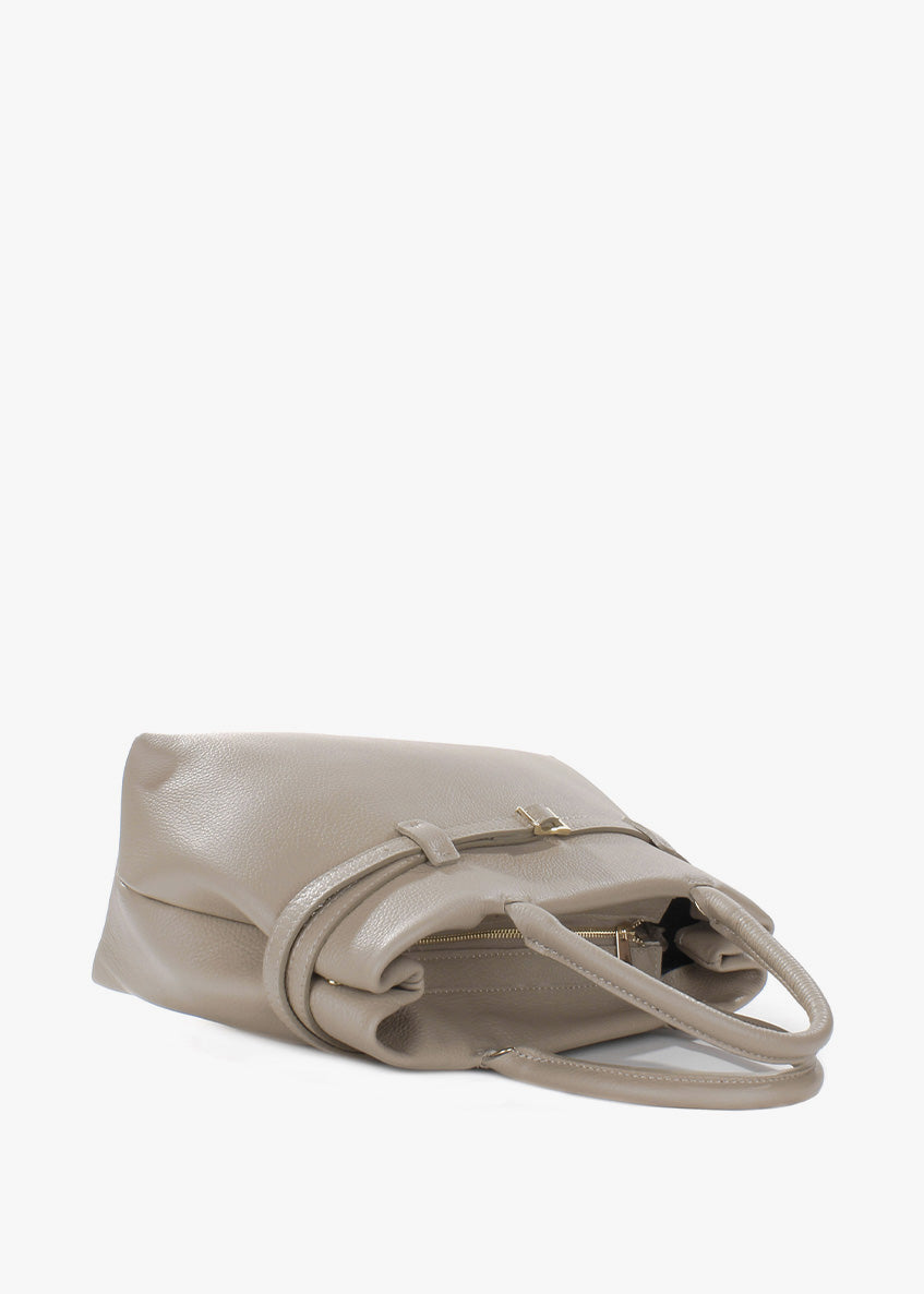 Bolso de mano de piel italiana Beige 9090-11-32