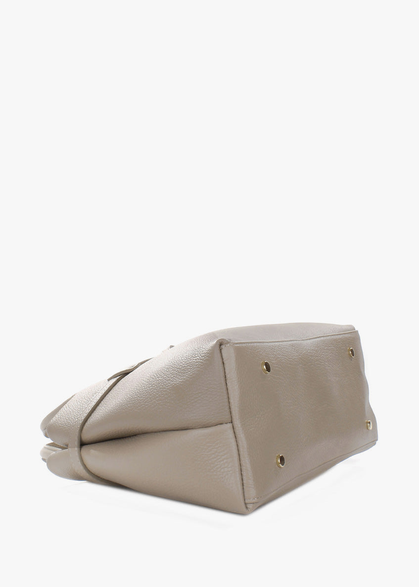 Bolso de mano de piel italiana Beige 9090-11-32