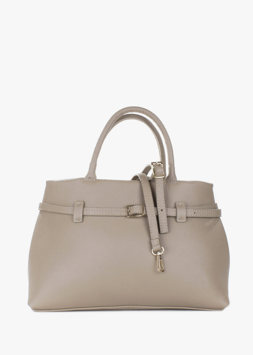 Bolso de mano de piel italiana Beige 9090-11-32