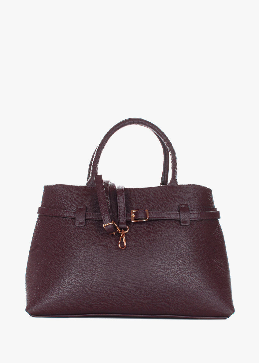 Bolso de mano de piel italiana Borgoña 9090-103-32