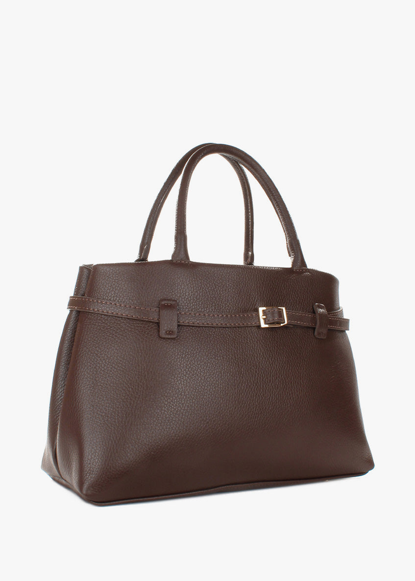 Bolso de mano de piel italiana Marrón 9090-06-32