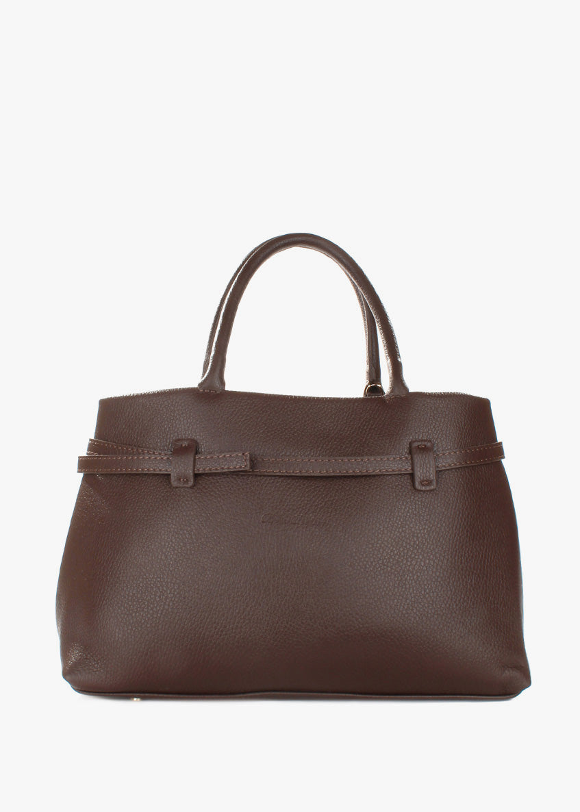 Bolso de mano de piel italiana Marrón 9090-06-32