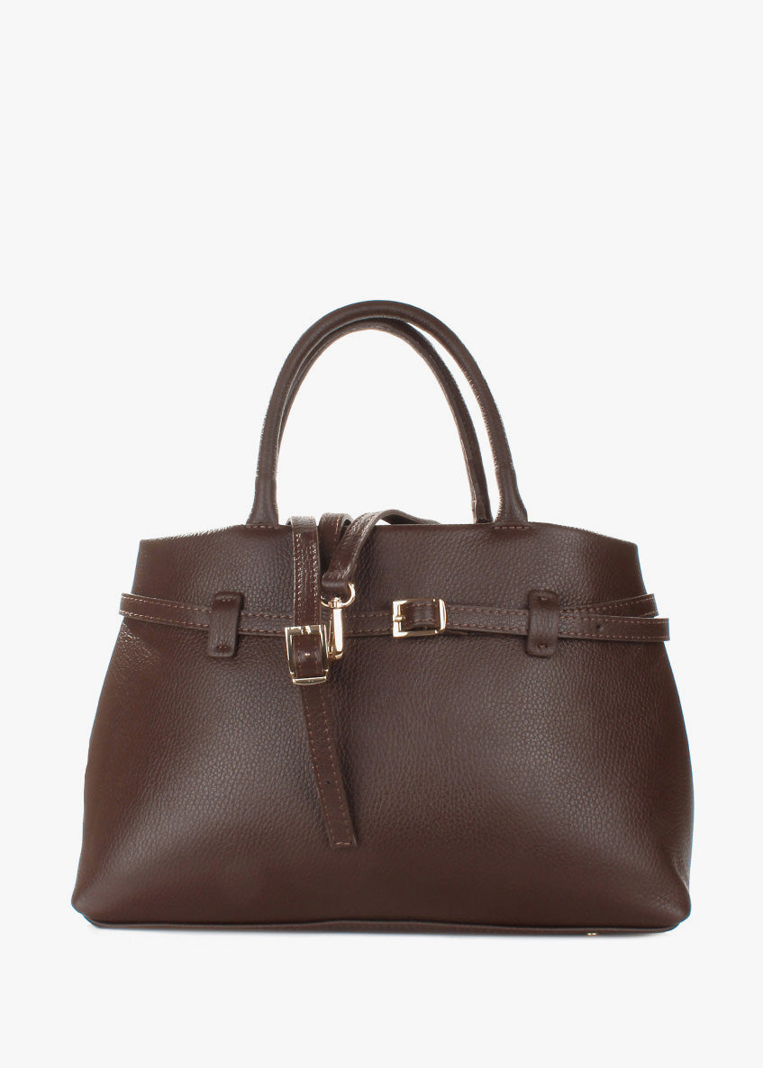 Bolso de mano de piel italiana Marrón 9090-06-32