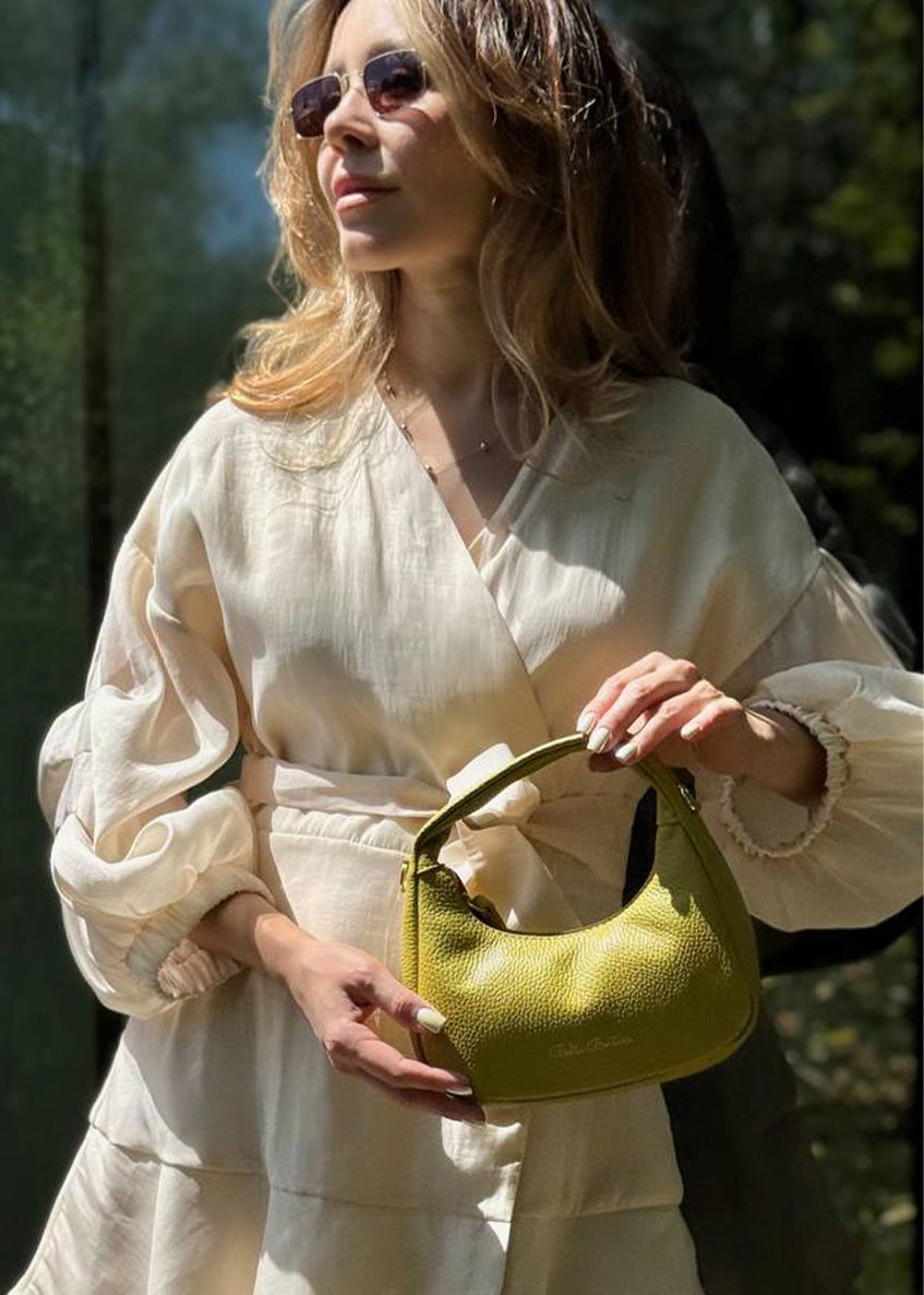 Bolso de hombro de piel italiana Amarillo 3131-55-32