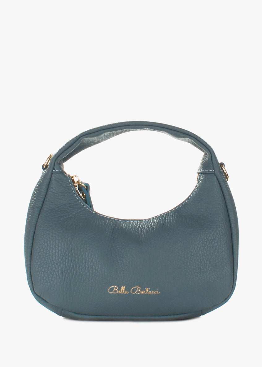 Bolso de hombro de piel italiana Темно блакитний 3131-97-32