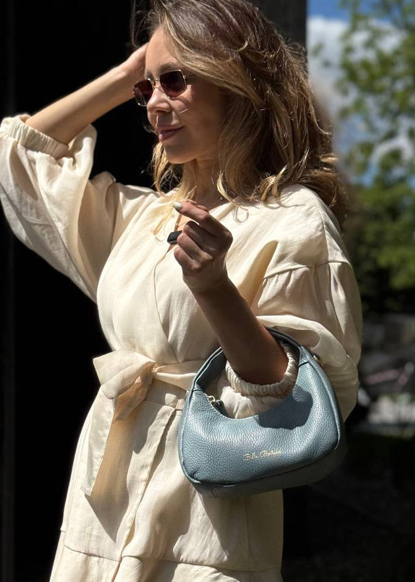 Bolso de hombro de piel italiana Темно блакитний 3131-97-32