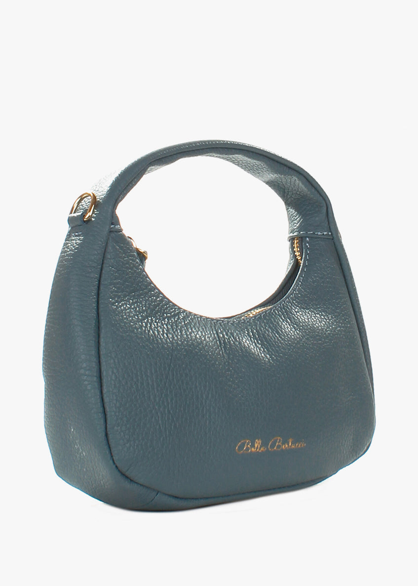 Bolso de hombro de piel italiana Темно блакитний 3131-97-32