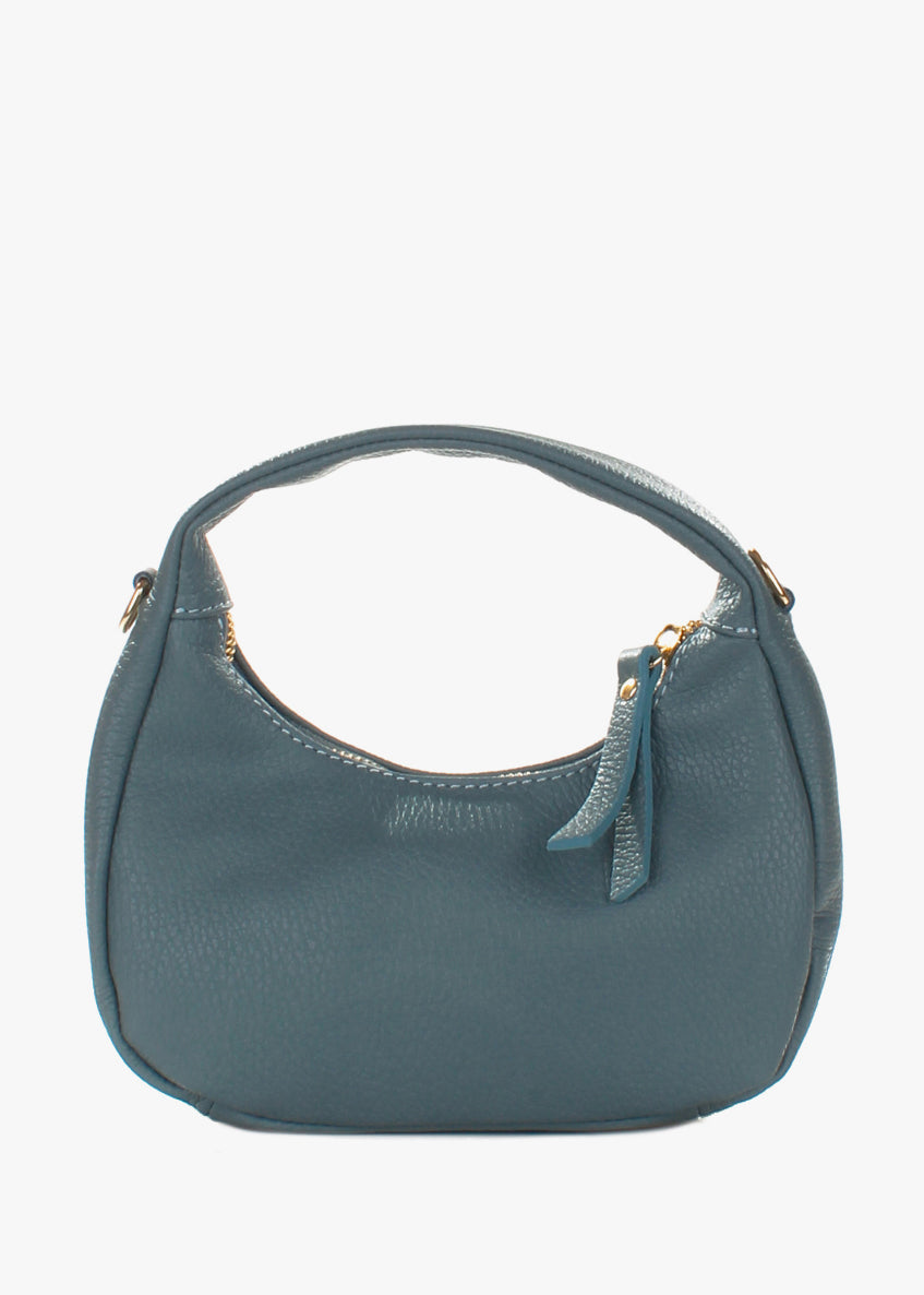 Bolso de hombro de piel italiana Темно блакитний 3131-97-32