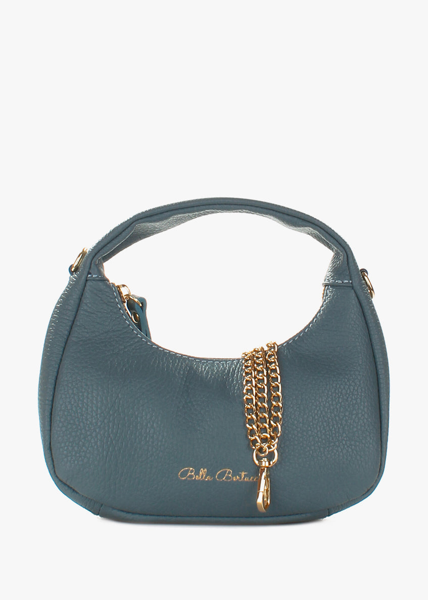 Bolso de hombro de piel italiana Темно блакитний 3131-97-32