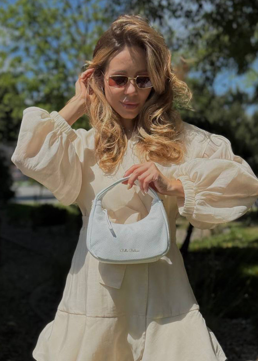 Bolso de hombro de piel italiana Blanco 3131-16-32