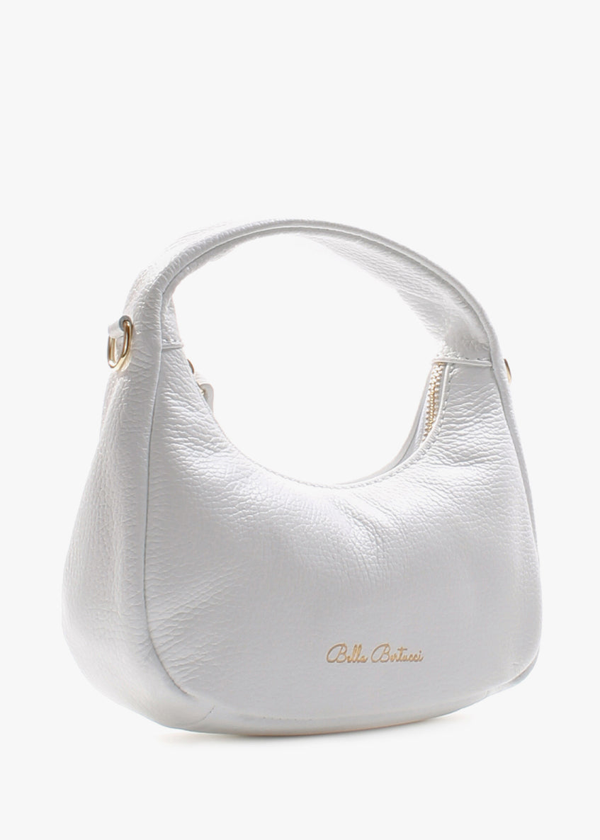 Bolso de hombro de piel italiana Blanco 3131-16-32