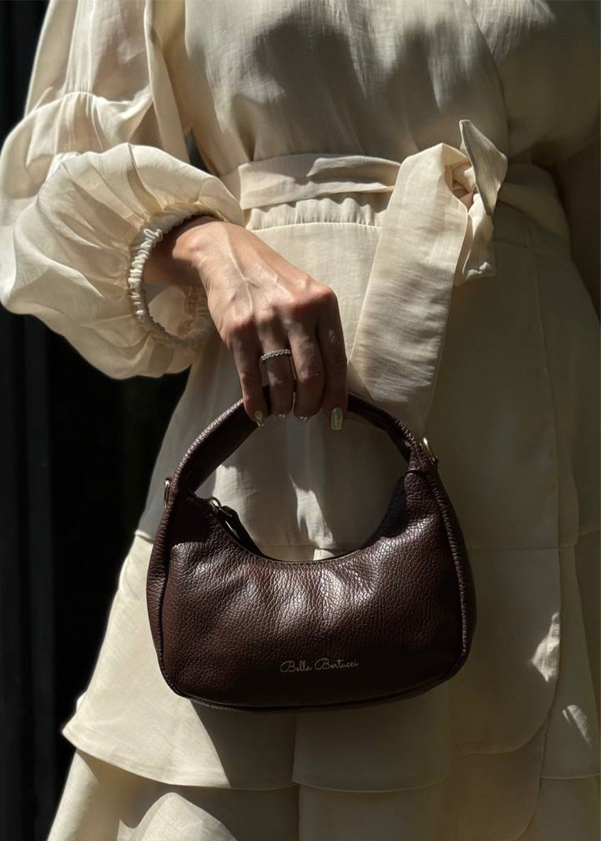 Bolso de hombro de piel italiana Marrón 3131-06-32