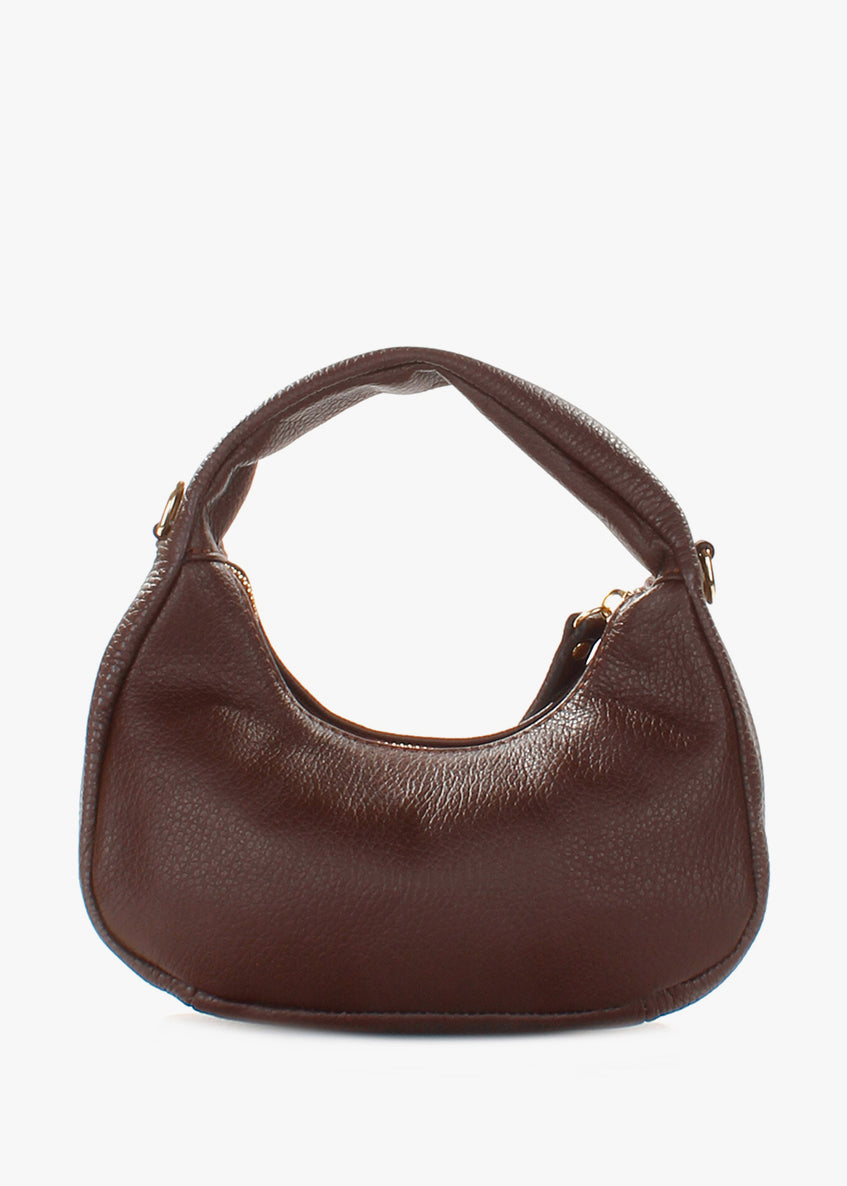 Bolso de hombro de piel italiana Marrón 3131-06-32