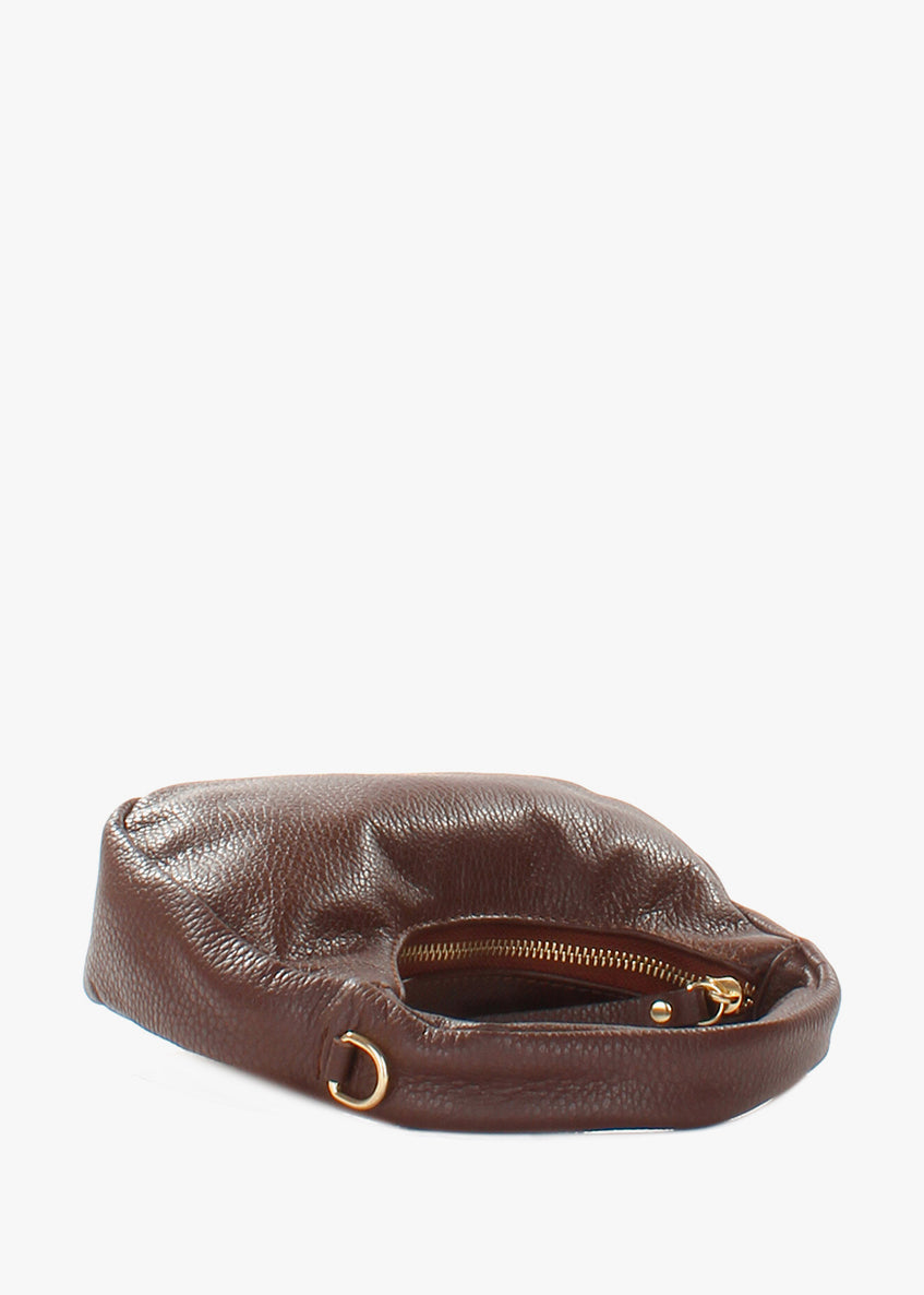 Bolso de hombro de piel italiana Marrón 3131-06-32