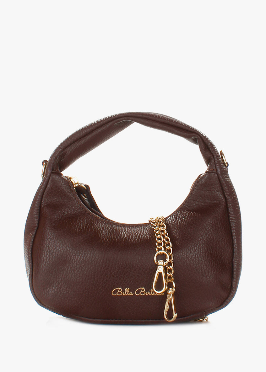 Bolso de hombro de piel italiana Marrón 3131-06-32