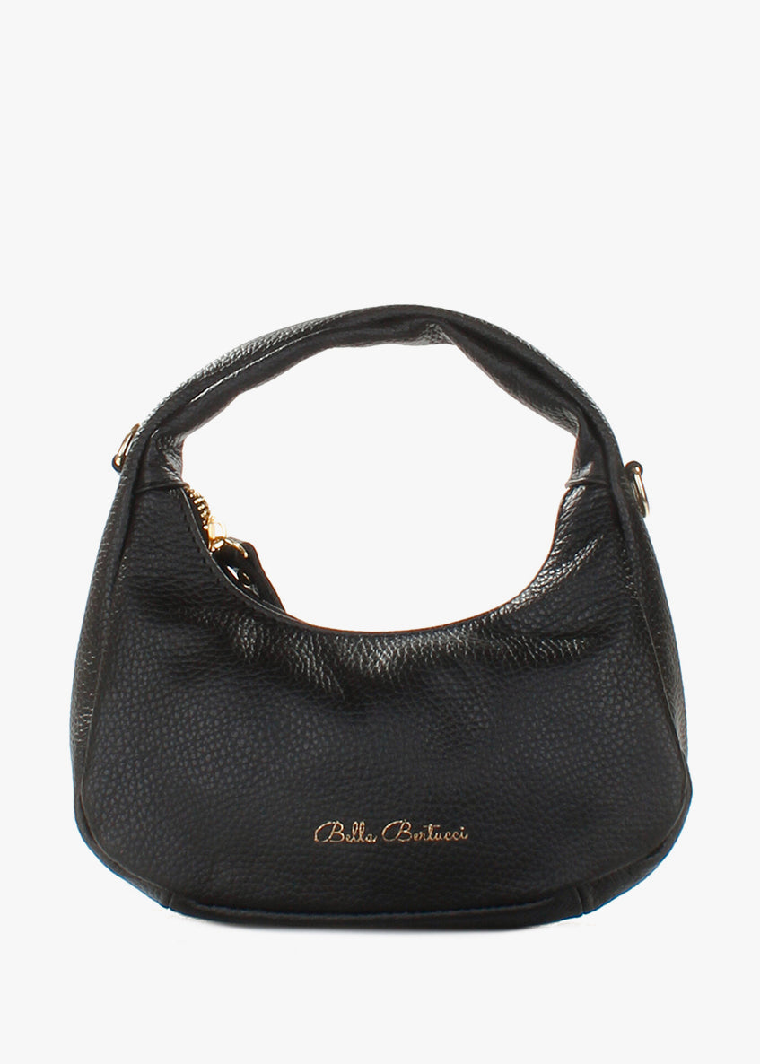 Bolso de hombro de piel italiana Negro 3131-05-32