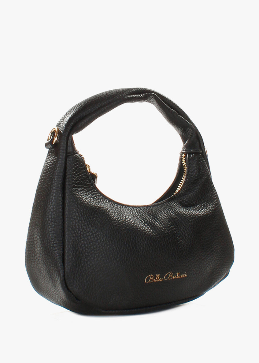 Bolso de hombro de piel italiana Negro 3131-05-32