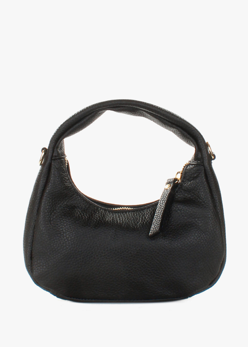 Bolso de hombro de piel italiana Negro 3131-05-32