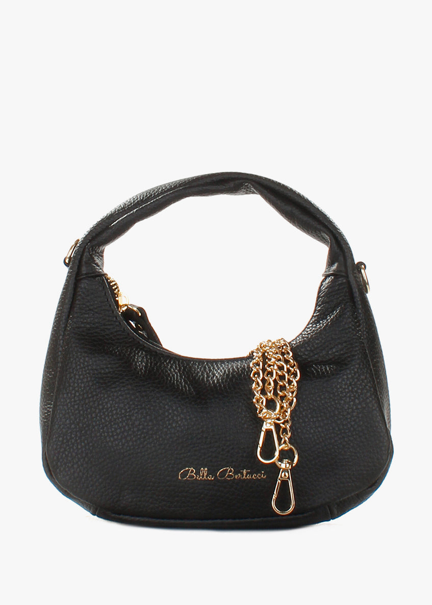 Bolso de hombro de piel italiana Negro 3131-05-32