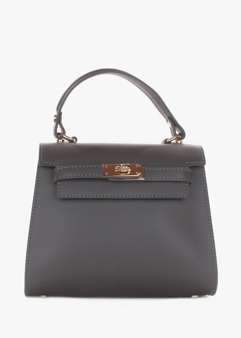 Bolso de mano de piel italiana Gris 3993-27-31
