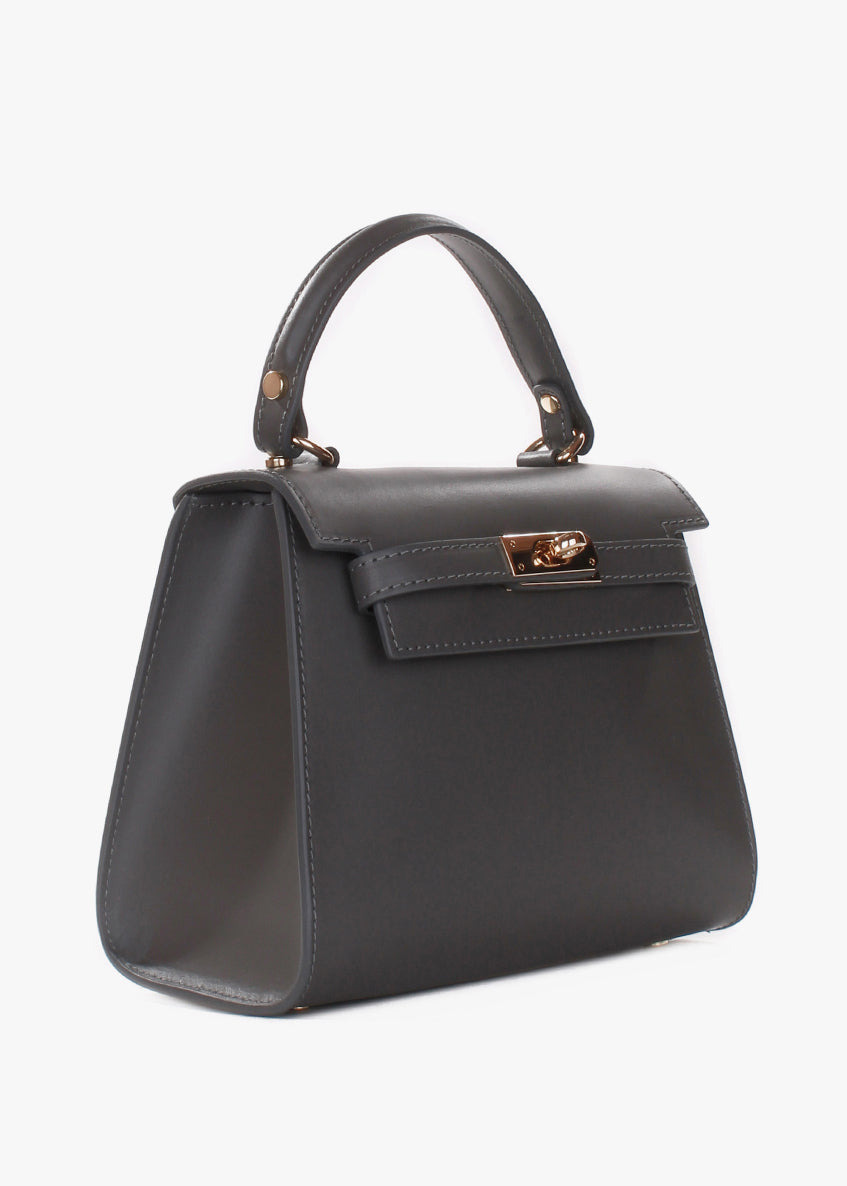 Bolso de mano de piel italiana Gris 3993-27-31