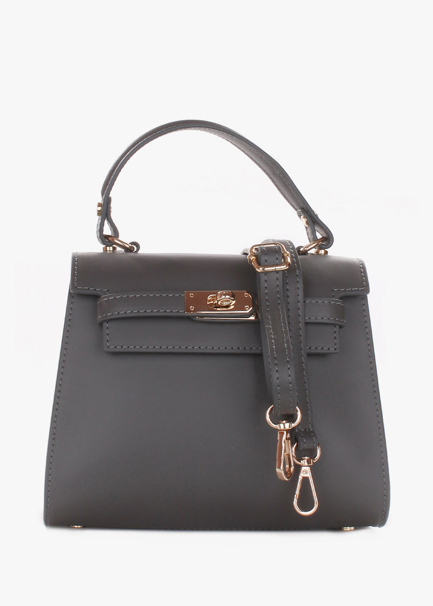 Bolso de mano de piel italiana Gris 3993-27-31