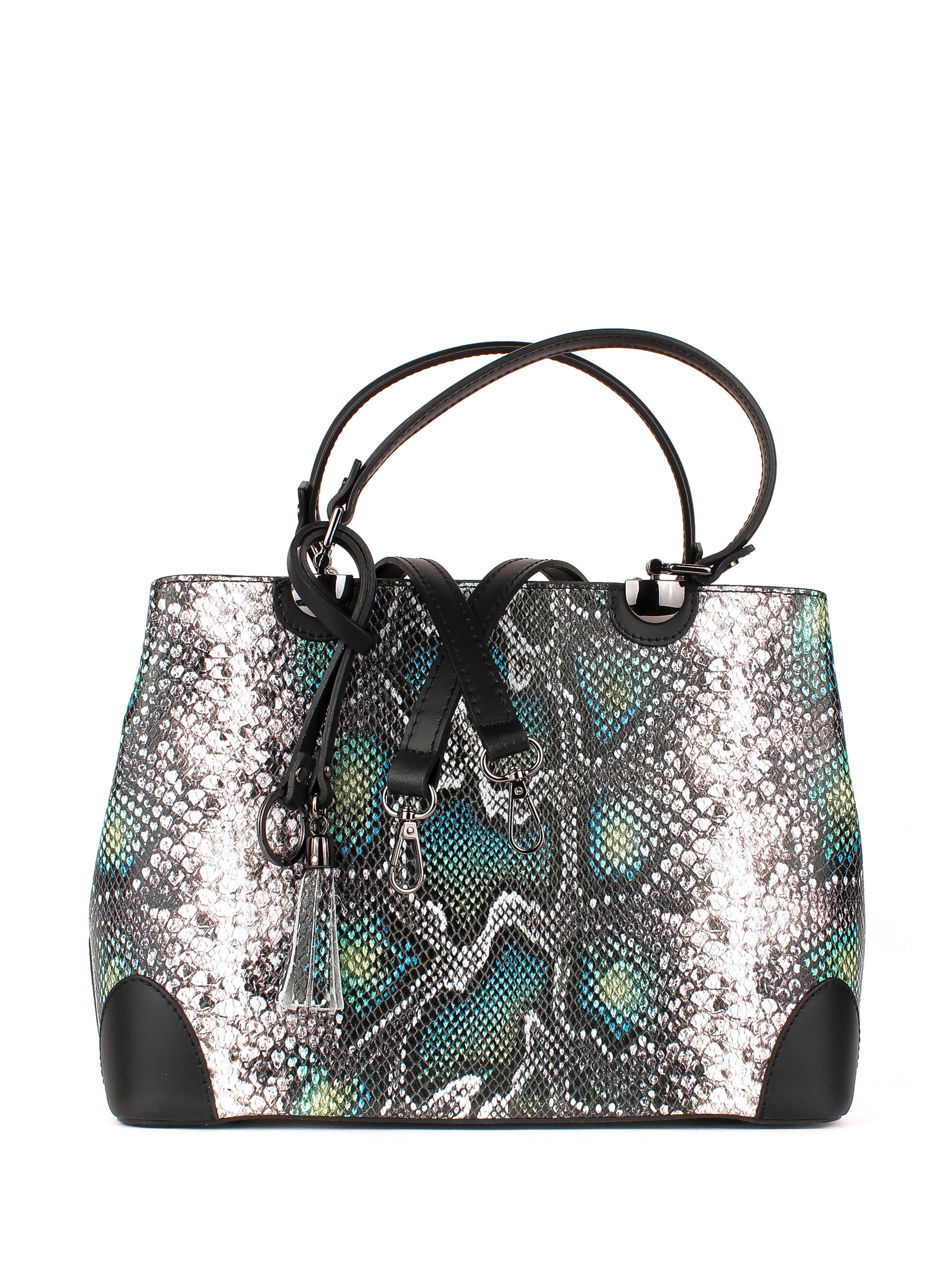 Bolso de mano de piel italiana Verde 7739-08-35