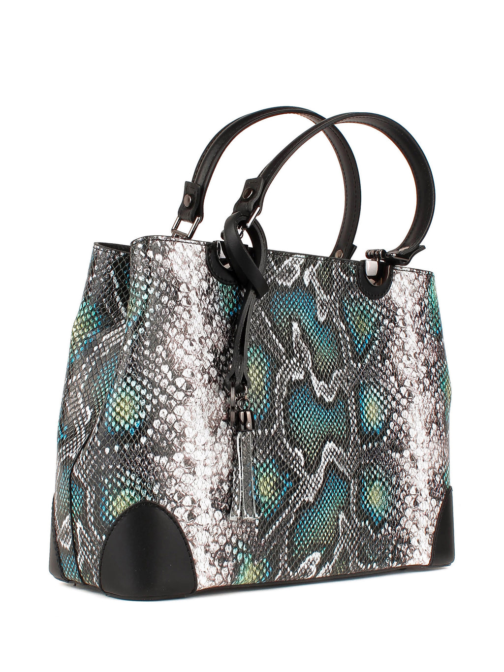 Bolso de mano de piel italiana Verde 7739-08-35